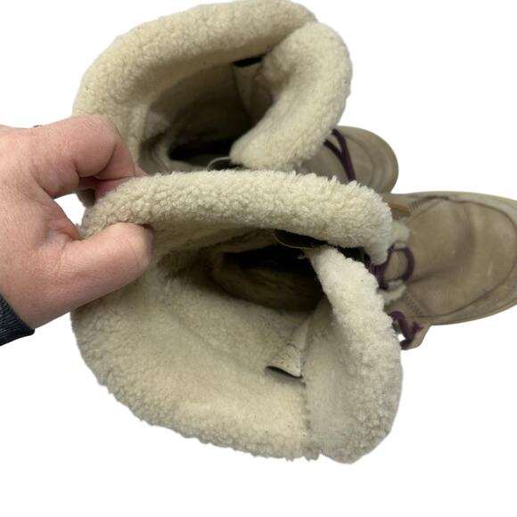 ECCO Trace HydroMax Lace Up Snow Boot Women 37 US 6-6.5 Fur Insulated Beige Tan - Picture 9 of 9